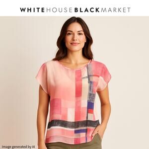 WHBM Fields of Color 2-Piece Blouse XS Semi-Sheer Layered Pink Top